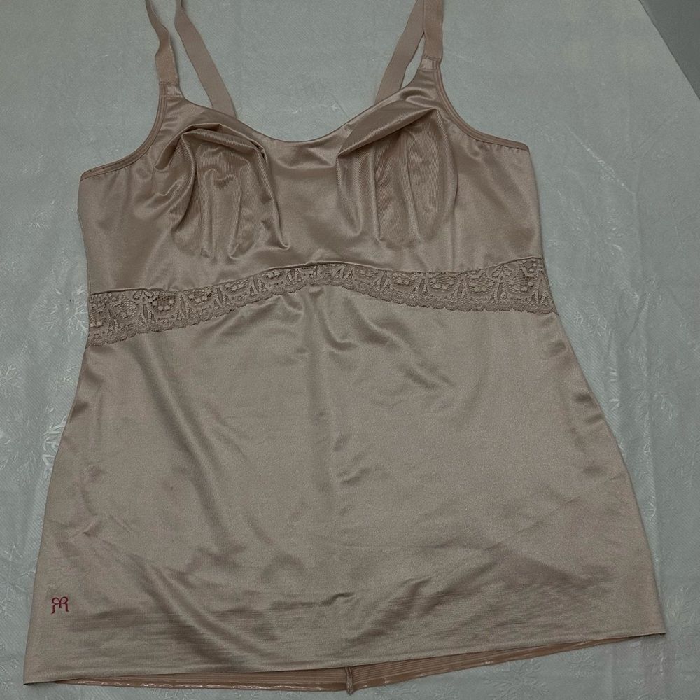 Ruby Ribbon Elegant Lace Trim Satin beige Camisole #3024 size 46